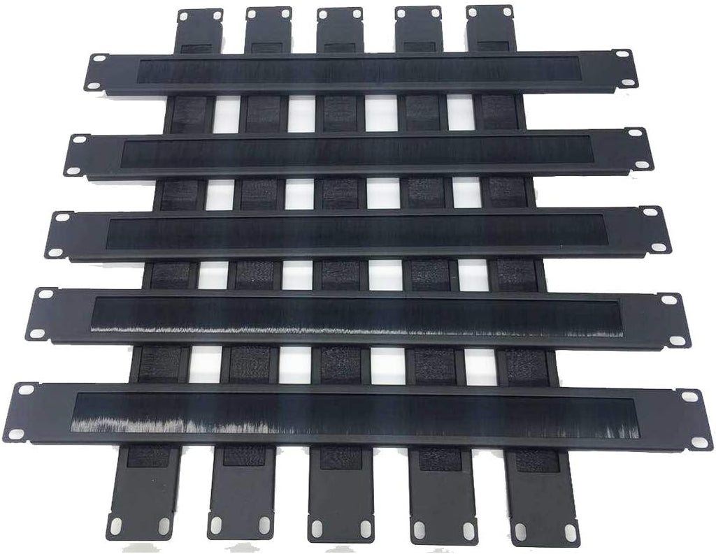 10 Pack 1U Horizontal Rack Mount Cable Management Panel with Cable Entry Brush for 19-Inch Rack Black G55215