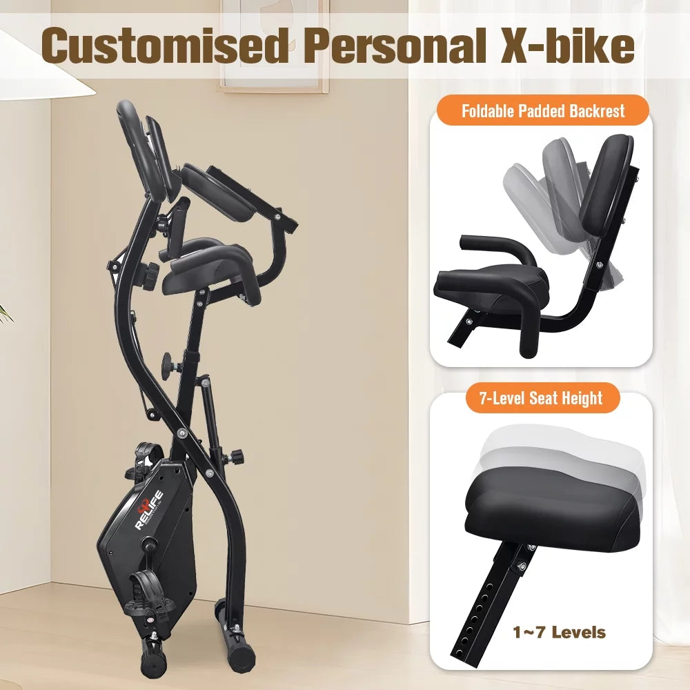 Folding Exercise Bikes with Arm Resistance Band L3189