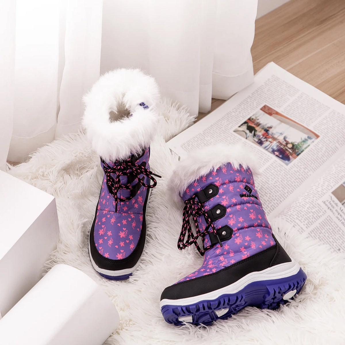 Winter Mid Calf Knee High Waterproof Snow Boots Nordic Purple Size 10 A20292