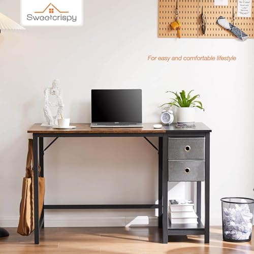 Modern Minimalist Writing Desk with 2 Drawers Storage Particle Board (40in) V933612