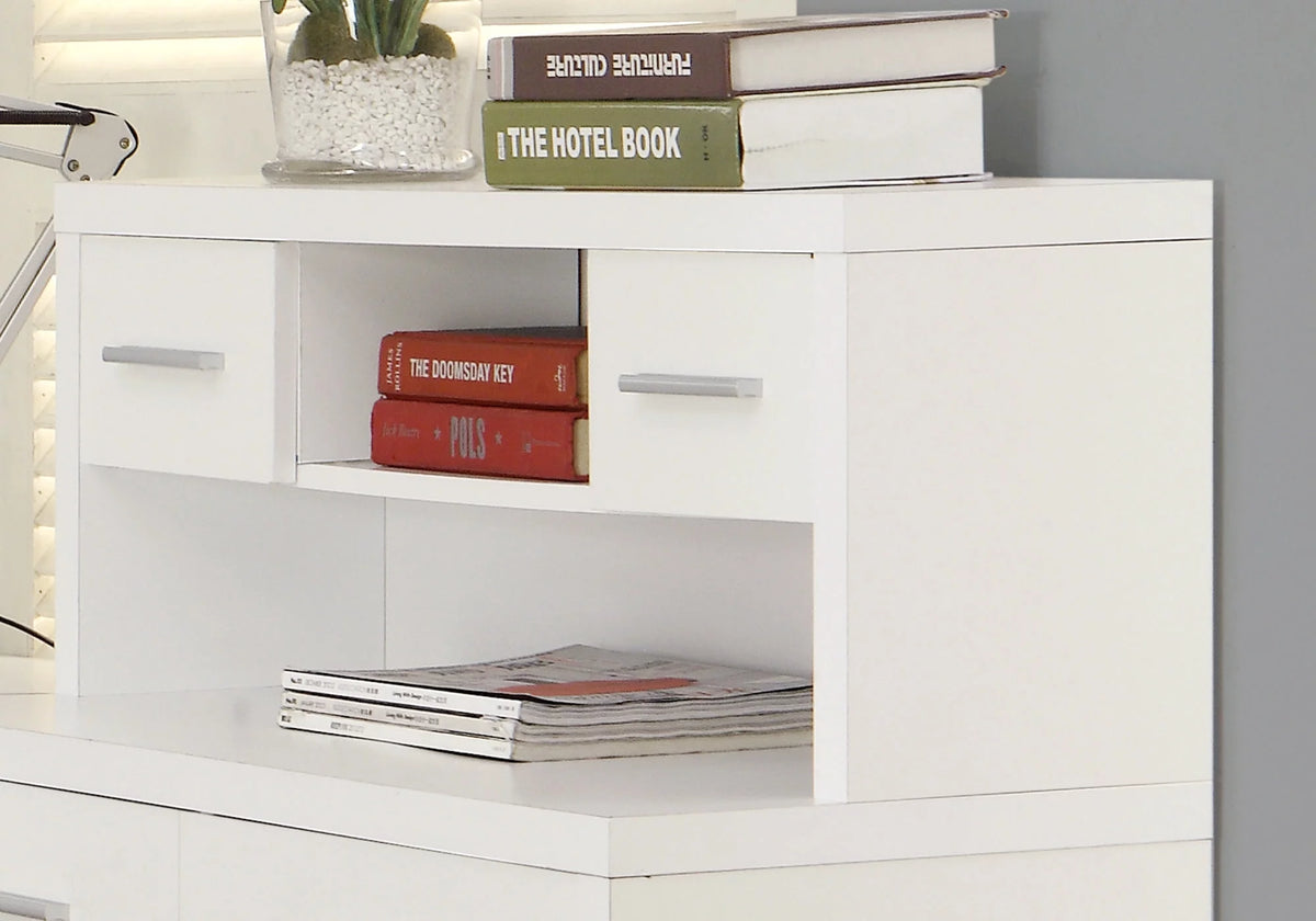 White L-Shaped 8 Drawer Computer Desk F427