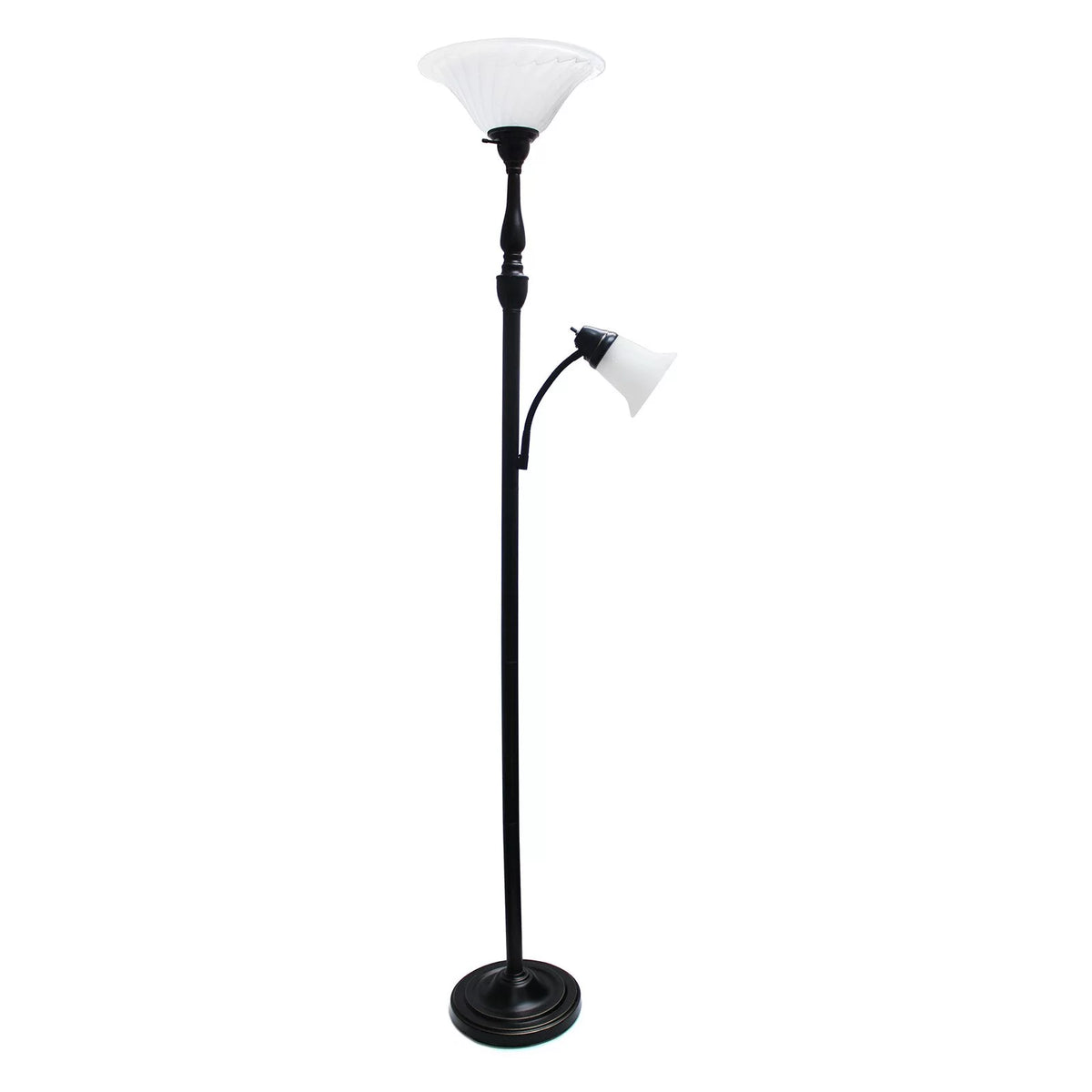 2 Light Floor Lamp with White Marble Glass, Restoration Bronze H562