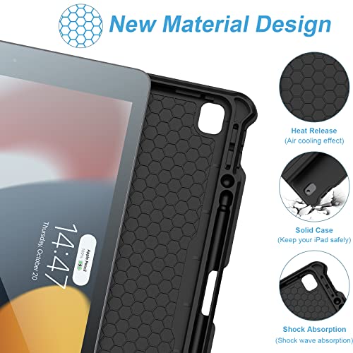 Bluetooth Wireless Keyboard Case for iPad 10.2 9th/8th/7th Gen with Pencil Holder S1048