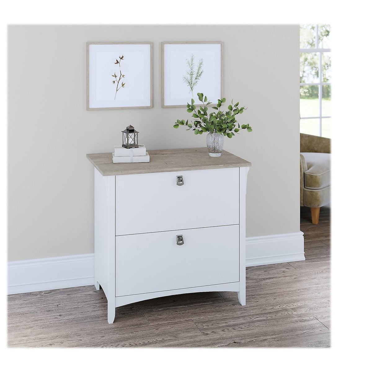 White 2 Drawer Lateral File Cabinet K3807