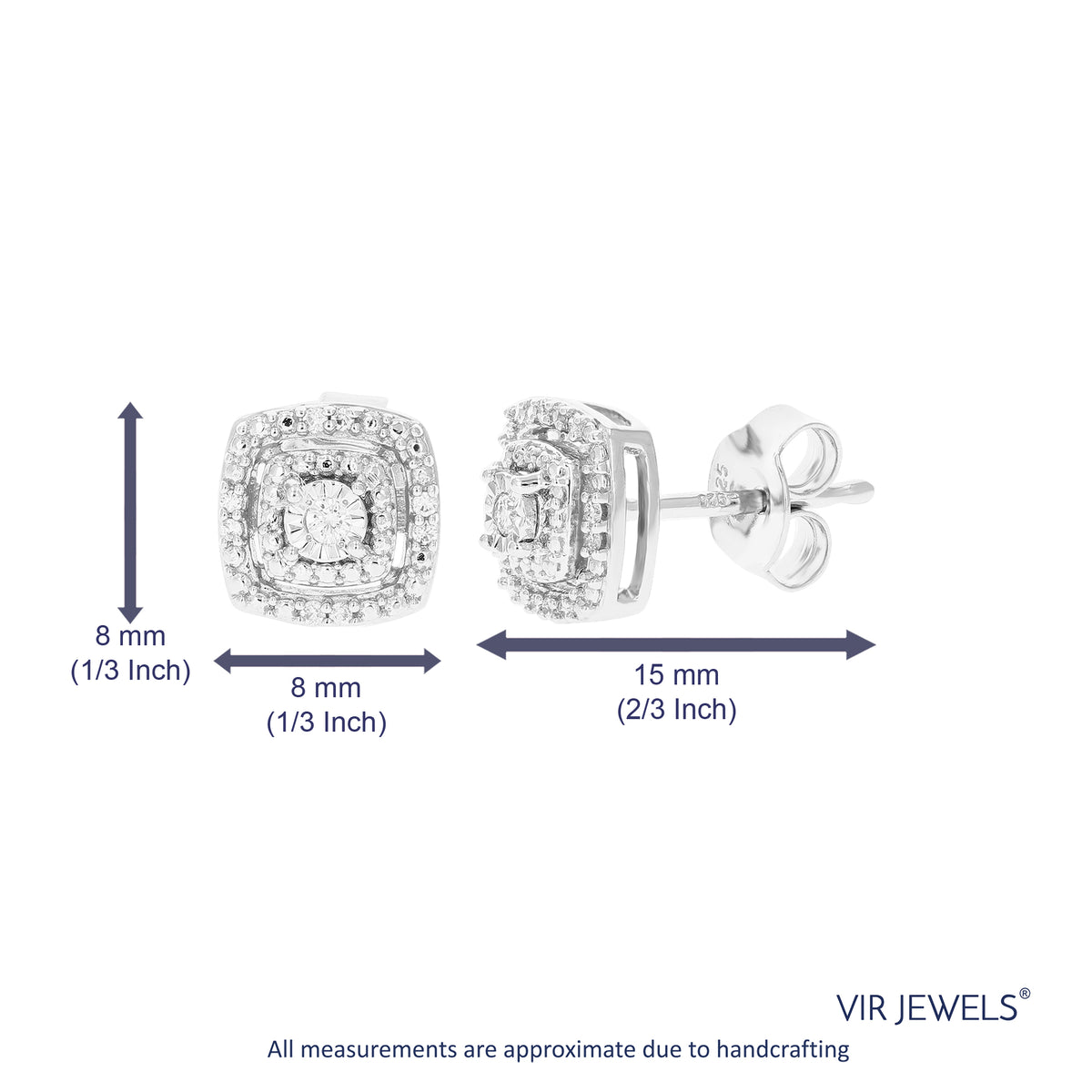 1/10 CTTW Lab Grown Diamond Stud Earrings in .925 Sterling Silver F818