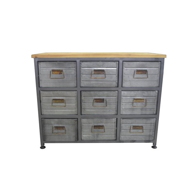 Gray and Brown Accent Cabinet with Solid Wood Top R883583