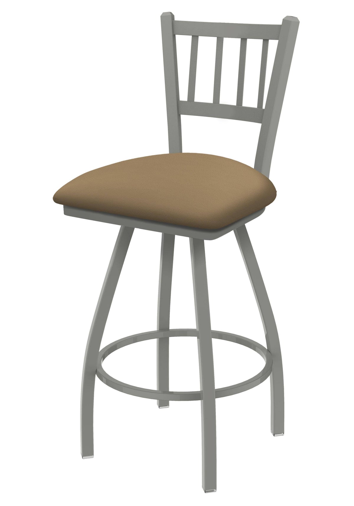 Swivel Bar Stool with Anodized Nickel Finish and Canter Sand Seat L235
