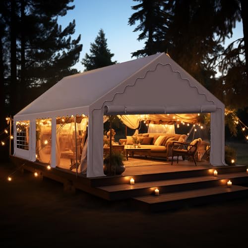 20'x16' Heavy Duty Canopy with Removable Sidewalls & 3 Storage Bags, White T354