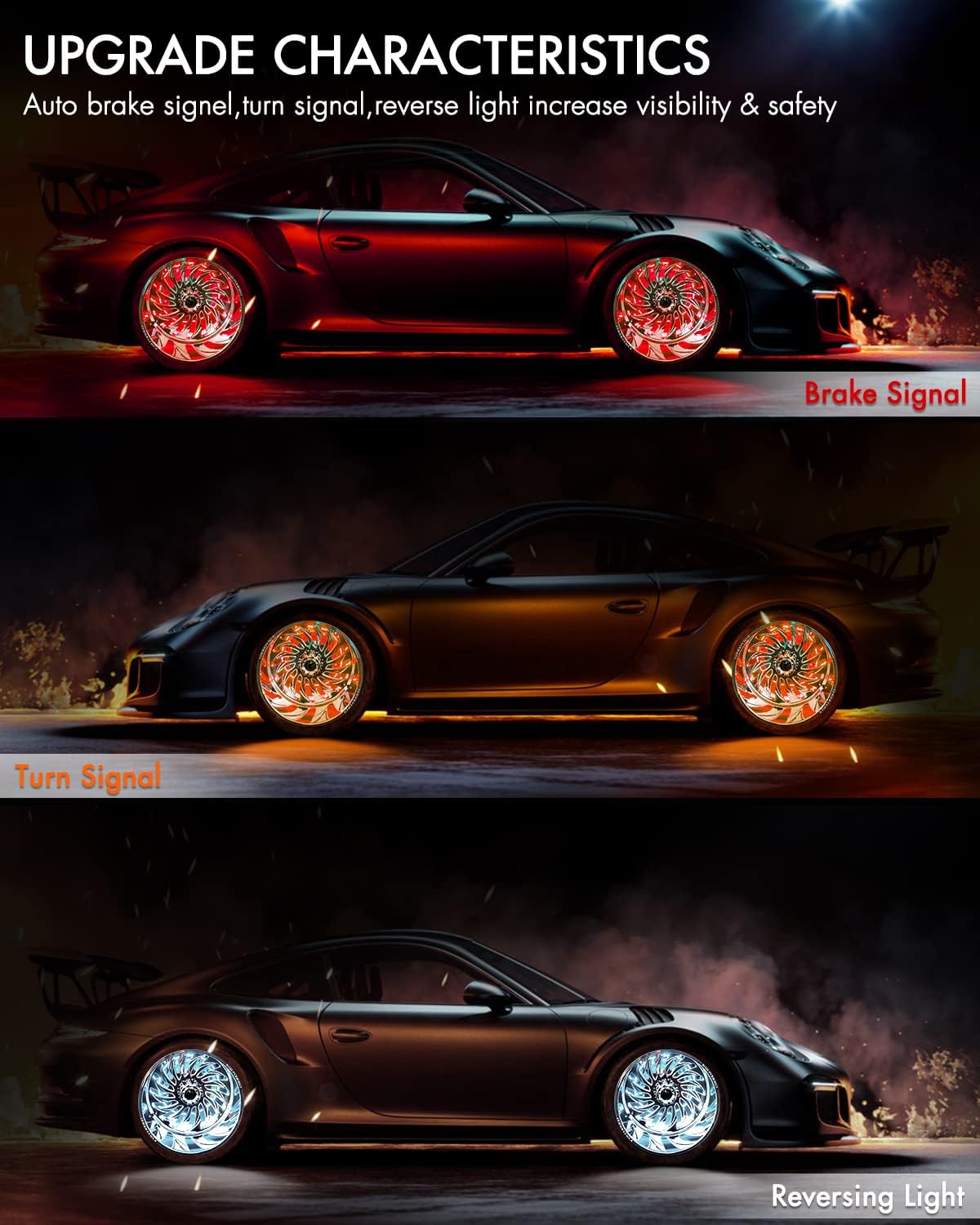 4Pcs 15.5inch LED Wheel Light RGB Rim Lights with Remote and APP R61614