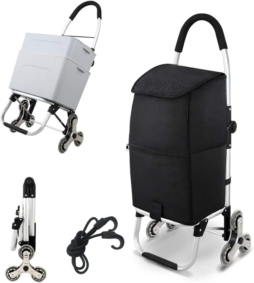 Black Foldable Shopping Cart with Extra Large Bag (6 Wheels) S5095