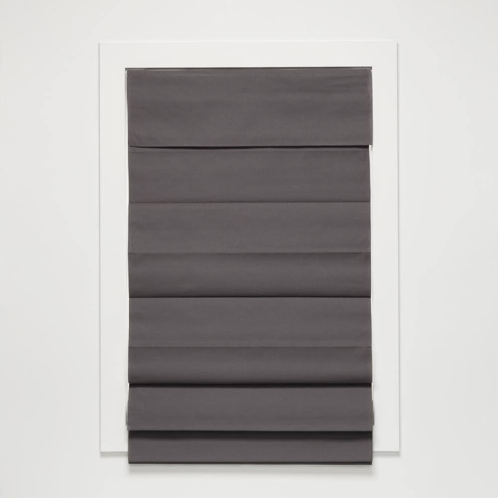 Steel Gray Blackout Cordless Roman Shade Cotton O668