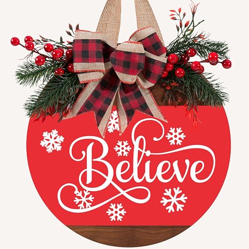 12 Inch Christmas Door Sign with Bow U11889