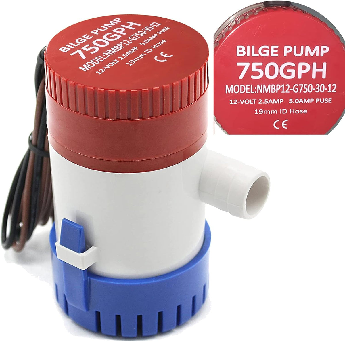 DC Submersible Bilge Water Pump 750 GPH 12V 3/4 inch Hose Outlet N6470
