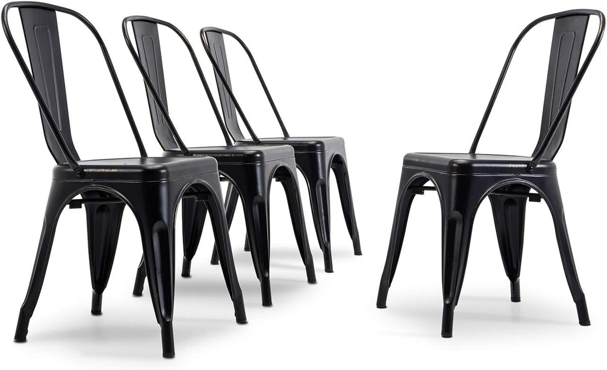 Stackable Metal Dining Chairs Set of 4 Red D420422