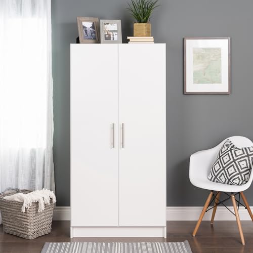 Gray 32" Storage Cabinet with Hanging Rail and Shelves H761