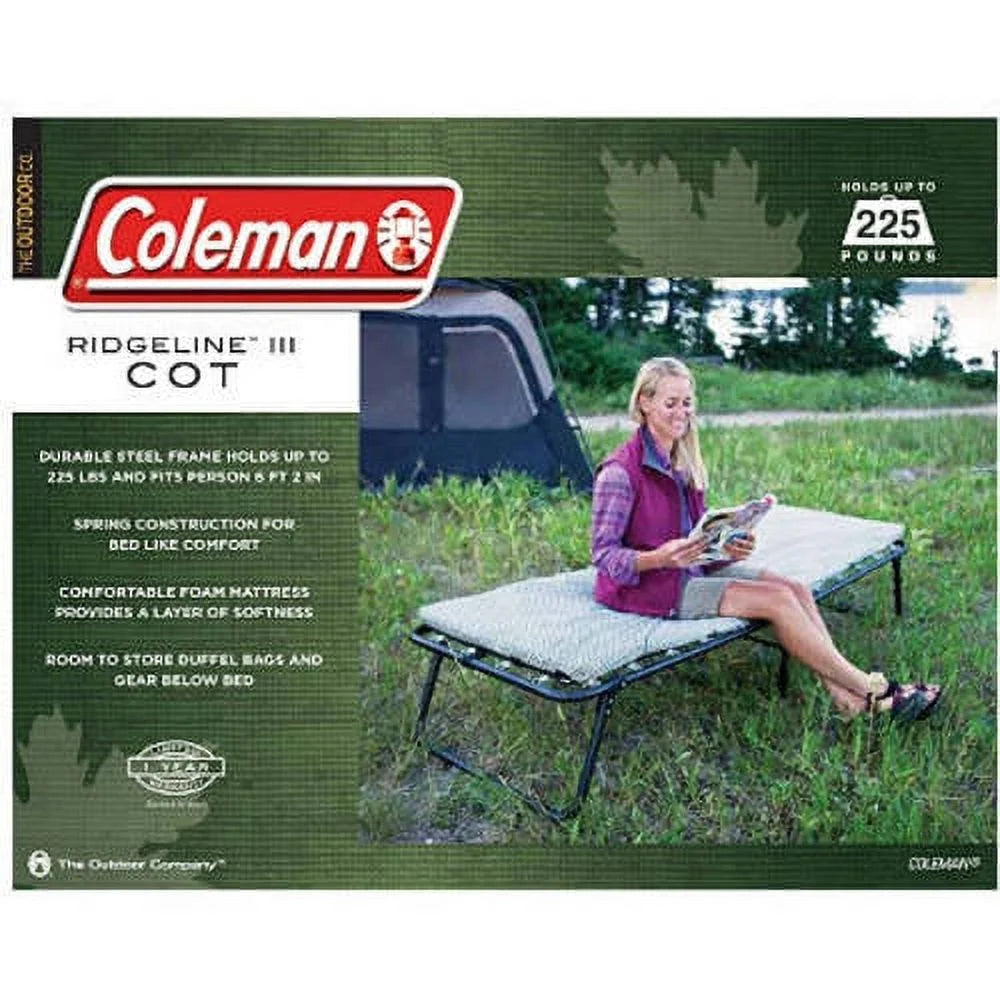 Camping Cot with Foam Sleeping Pad, 26 x 13 x 75 in, Green G83443