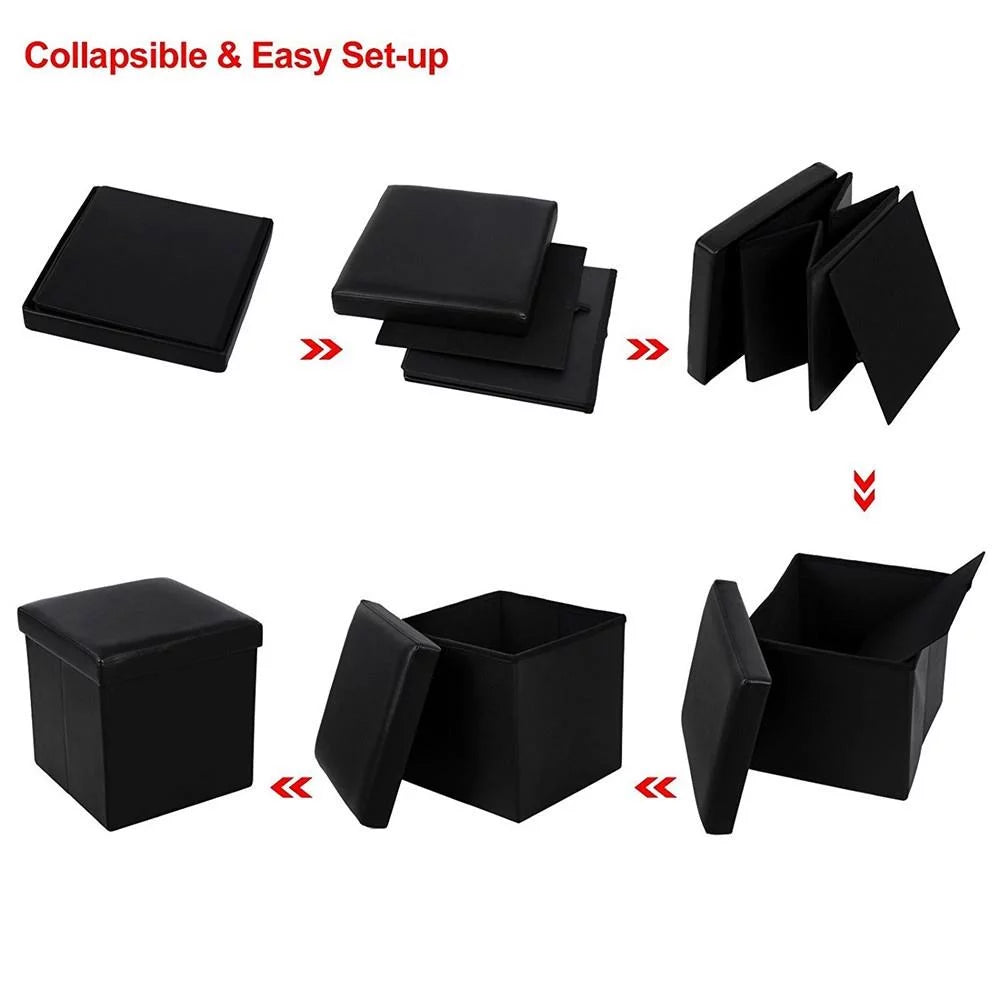 15 Inches Folding Storage Ottoman Black F127795