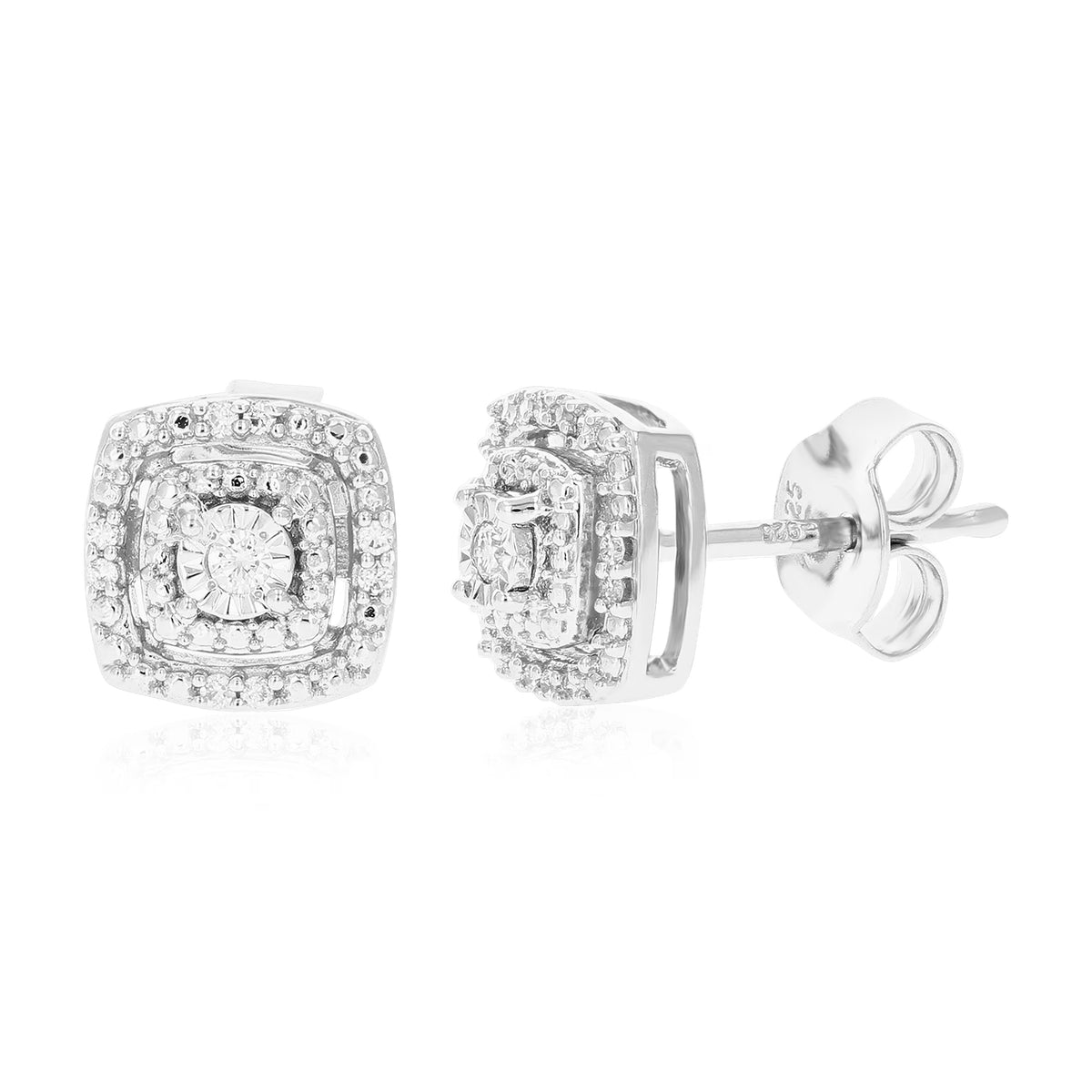 1/10 CTTW Lab Grown Diamond Stud Earrings in .925 Sterling Silver F818