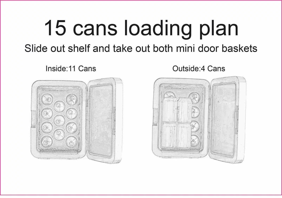 Retro 10L 15-Can Mini Personal Fridge Cooler D758769