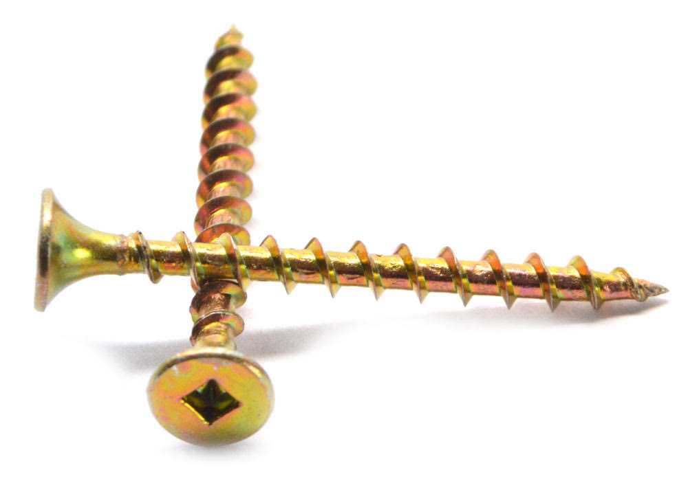 8 x 2 1/2 x 22 Deck Screw Square Drive Bugle Head Hardened Medium Carbon Steel Yellow Zinc Plated H402