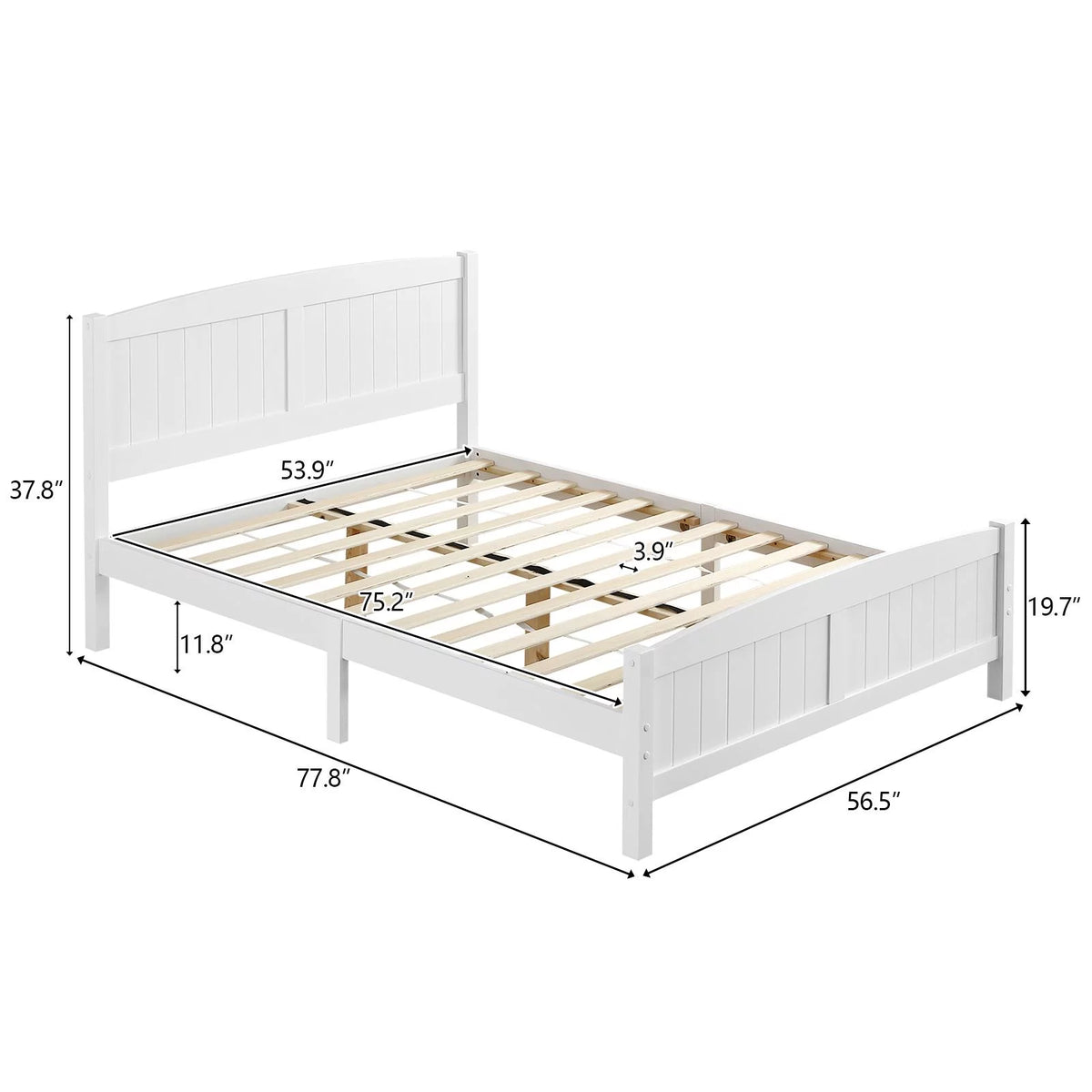 Queen Solid Pine Wood Platform Bed Frame with Headboard T31177