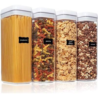 4 Pieces Large BPA Free Plastic Airtight Food Storage Containers I192