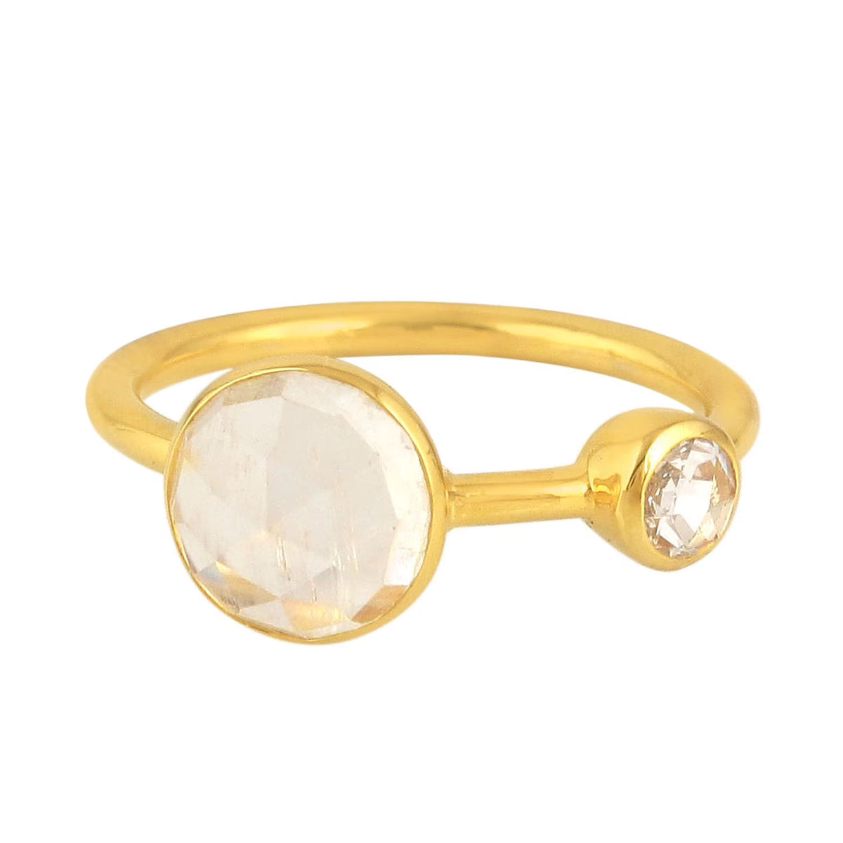 Pink Moonstone CZ Diamond Wedding Ring Yellow Gold Plated 925 Sterling Silver Wedding Band X951596