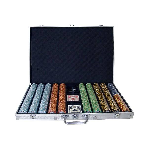 1,000ct. 14g Poker Chip Set in Aluminum Metal Carry Case Y32055