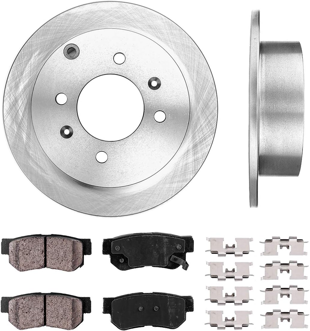 261mm 4 Lug Brake Disc Rotors + Ceramic Pads + Hardware P6196