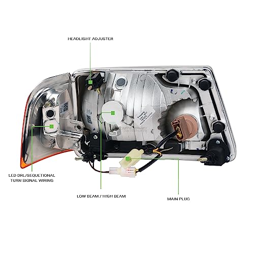 Compatible With 2001-2011 Ford Ranger LED Strip Bar Headlights With Signal Corner Lamps 4-Pieces Q9134