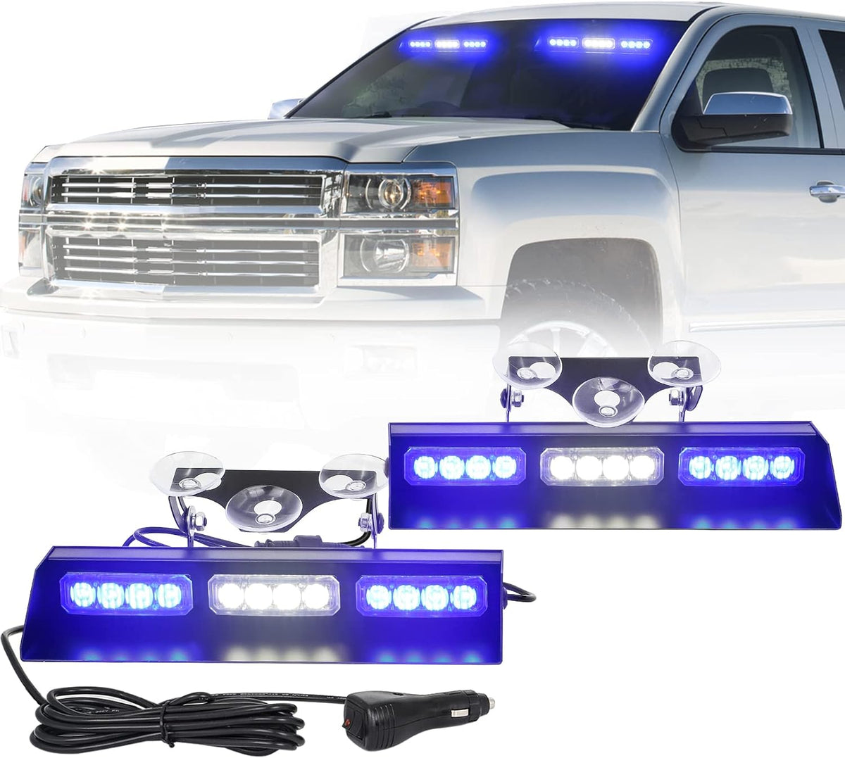 Amber/White 24 LED Strobe Light Bar for Trucks, Pack of 2 K805965