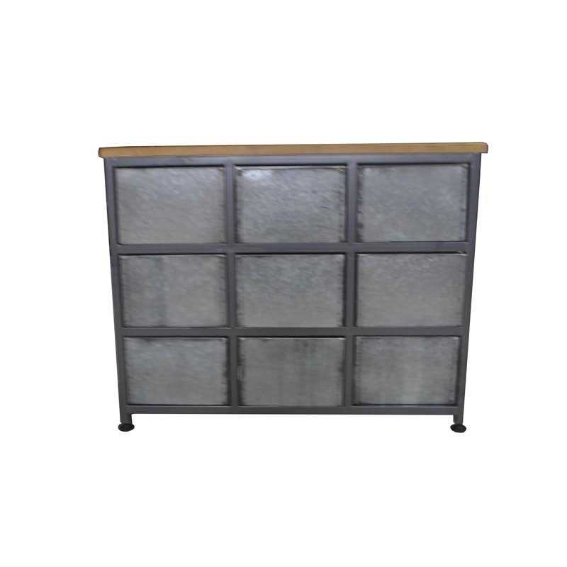 Gray and Brown Accent Cabinet with Solid Wood Top R883583