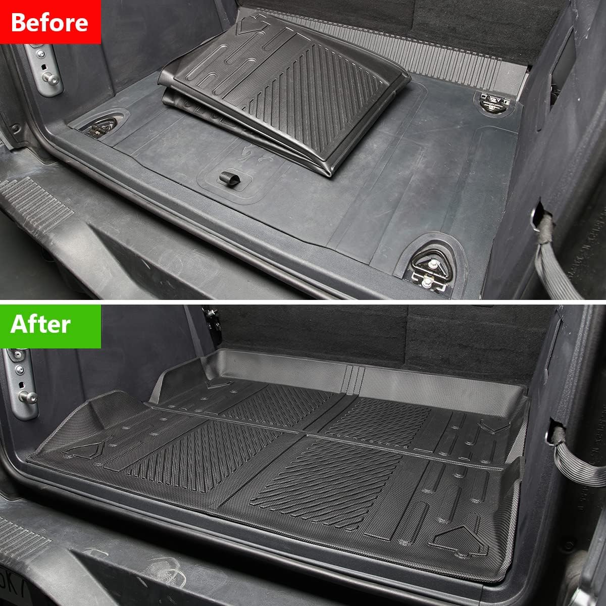 Cargo Liner Trunk Floor Mat for Ford Bronco 2021 2022 All Weather Waterproof TPE Pack of 2 O3497