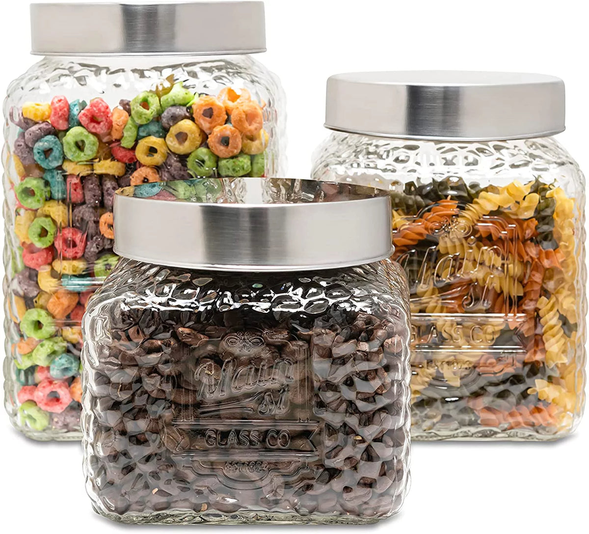 Clear Glass Storage Containers with Airtight Lid, Set of 3 B104