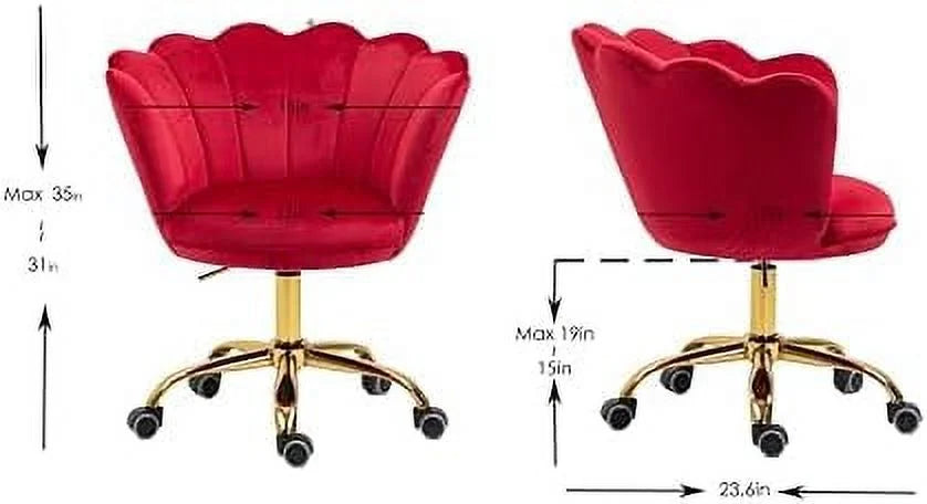 Velvet Upholstered Adjustable Swivel Task Chair with Wheels D682