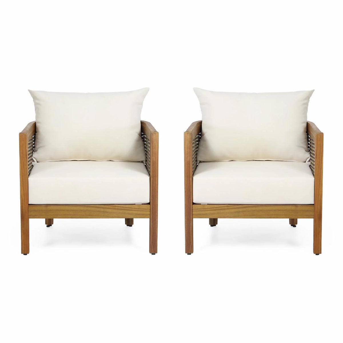 Acacia Wood Club Chairs with Cushions Set of 2 N8381