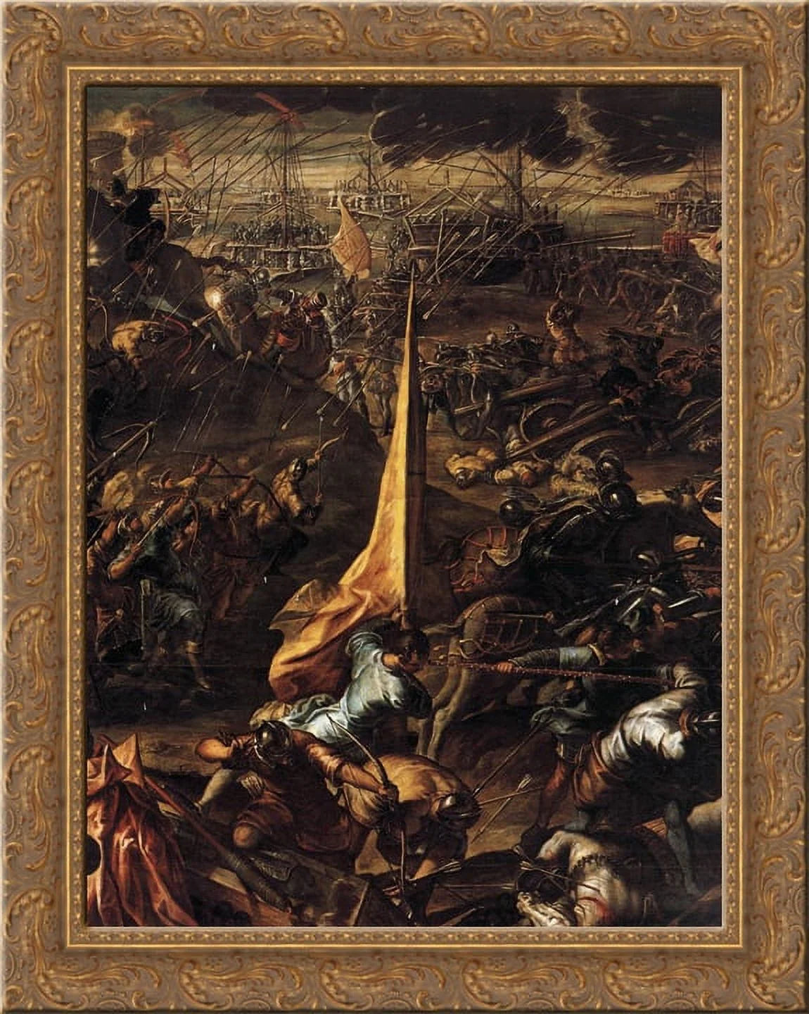 Gold Ornate Wood Framed Canvas Art N863