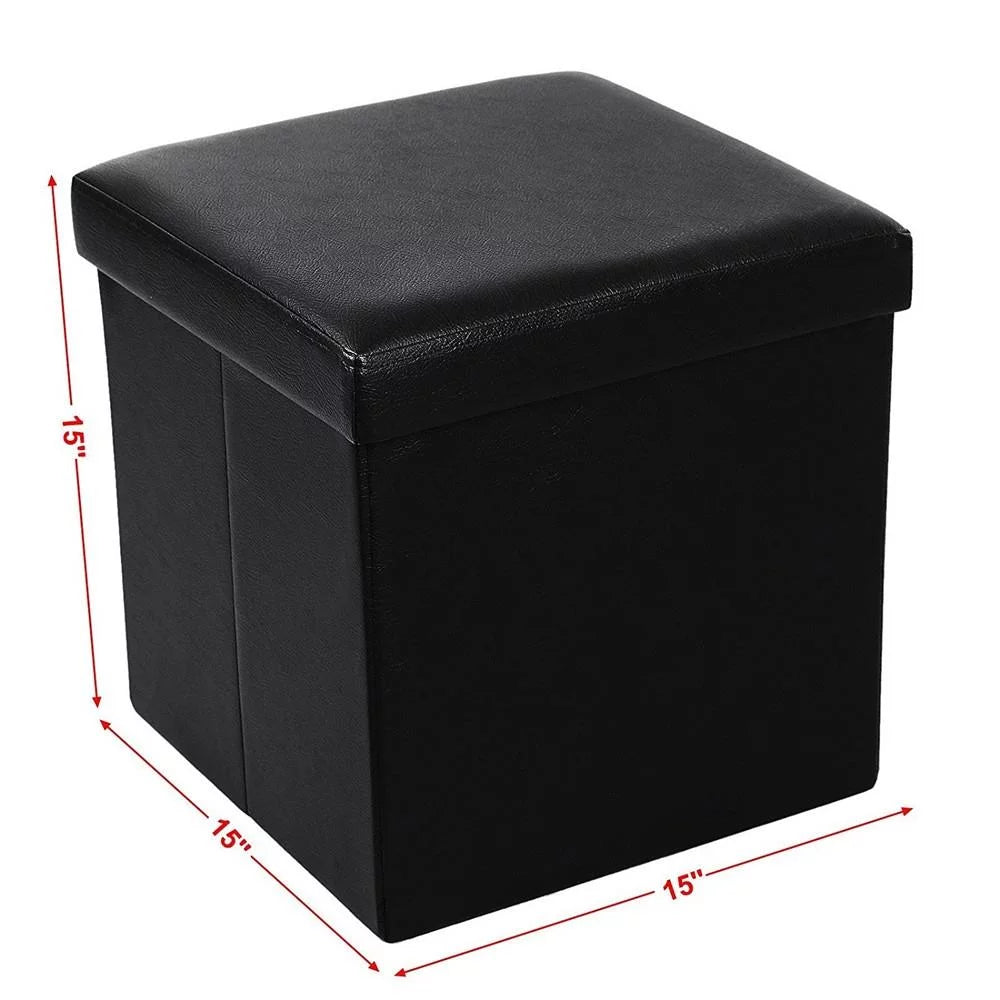 15 Inches Folding Storage Ottoman Black F127795