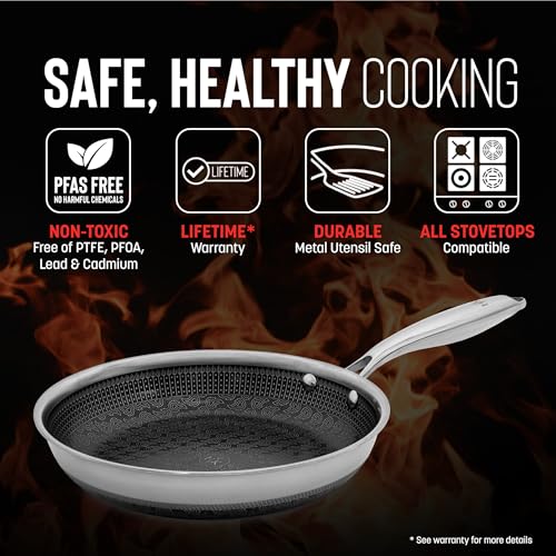 8" Frying Pan, Tri-Clad Stainless Steel and Nonstick Ceramic, Non Toxic Cookware G37773