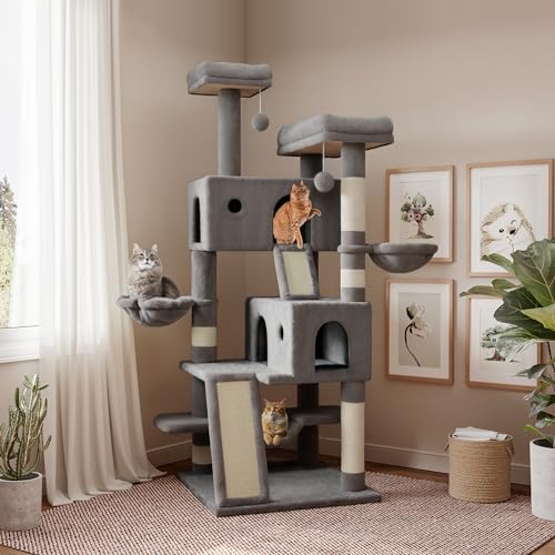 Grey Multi-Level Cat Tree with Scratching Posts X777710