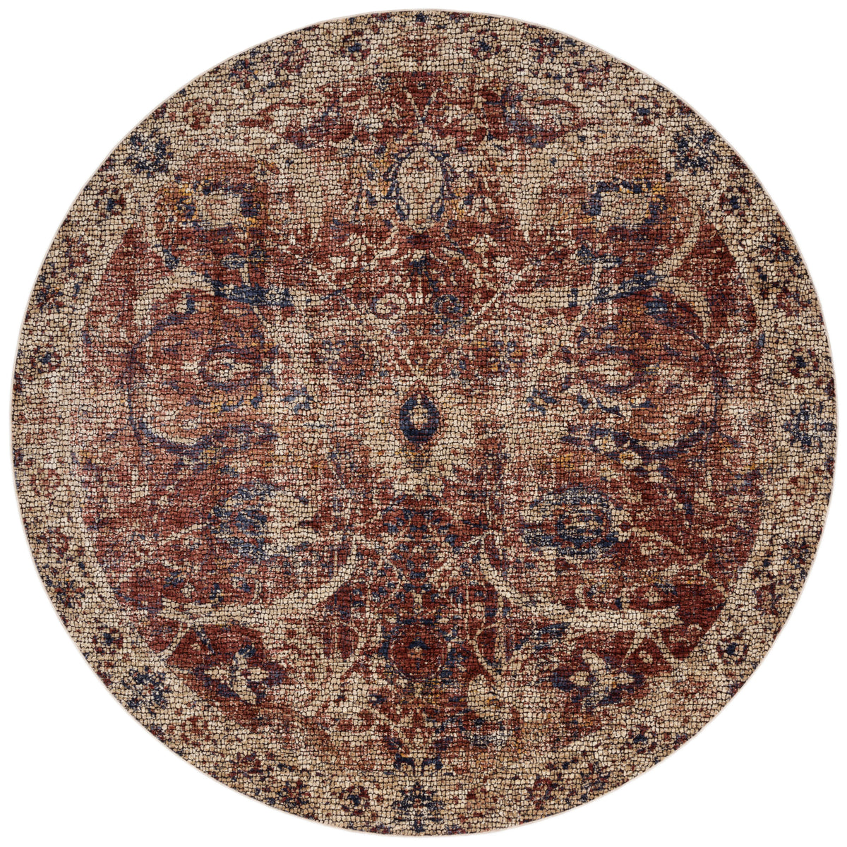 Red Beige 7'10 x 7'10 Rug V56901