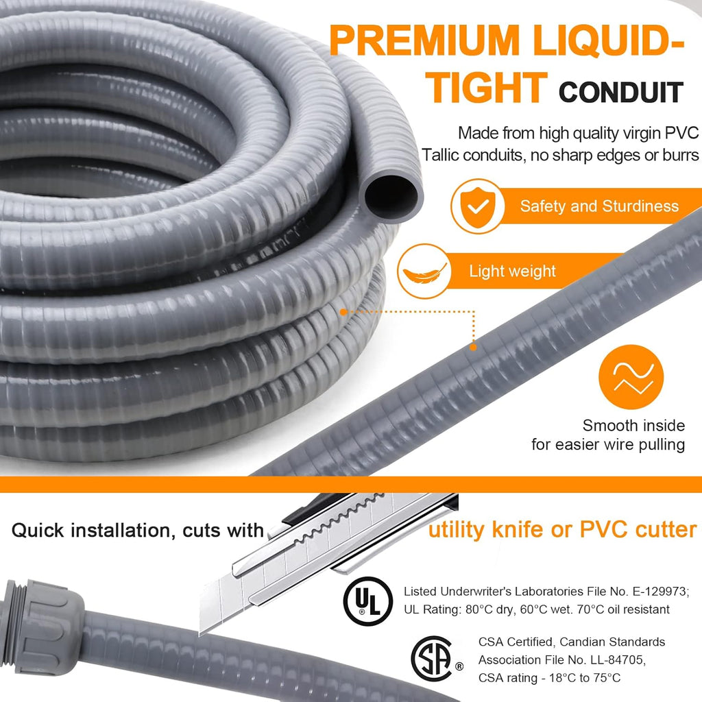 1 in. Dia 25ft Liquid-Tight Non Metallic Conduit Kit Pack of 2 V307