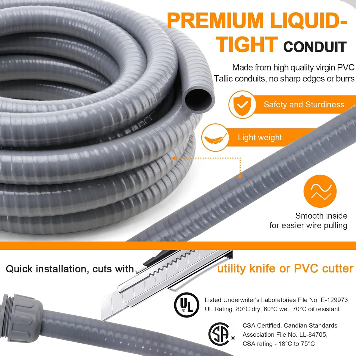 1 in. Dia 25ft Liquid-Tight Non Metallic Conduit Kit Pack of 2 V307