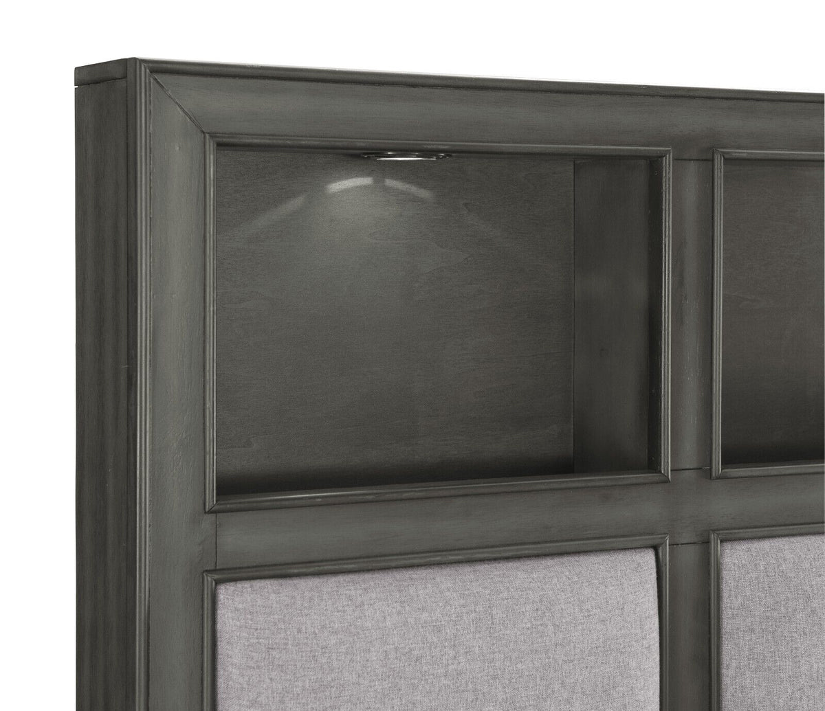 Queen Size Platform Bed with Storage USB Port Bookshelves LED Light Headboard R11255
