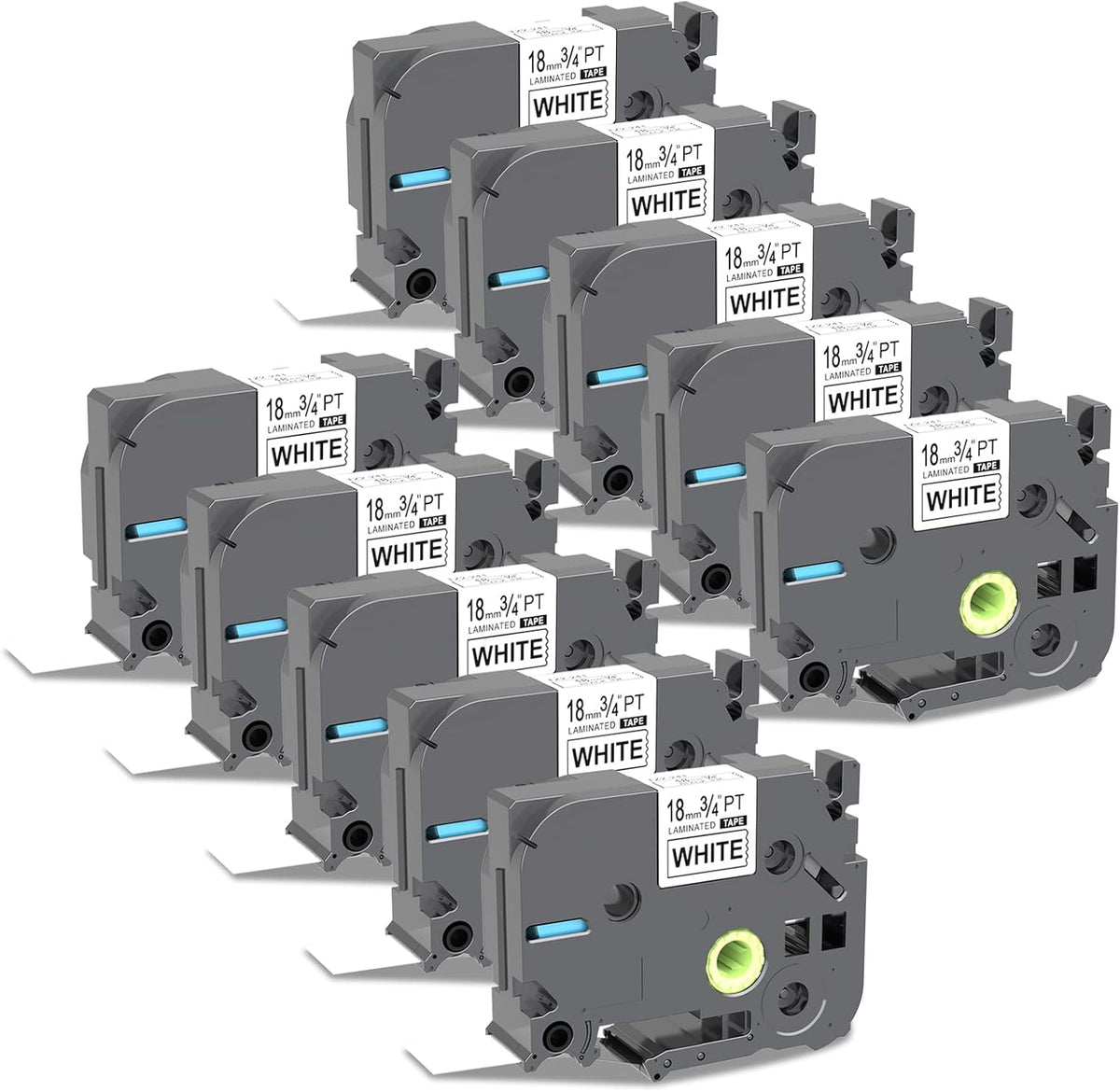 10 Pack Black on White Laminated Label Tape for Brother Ptouch Label Maker H1576