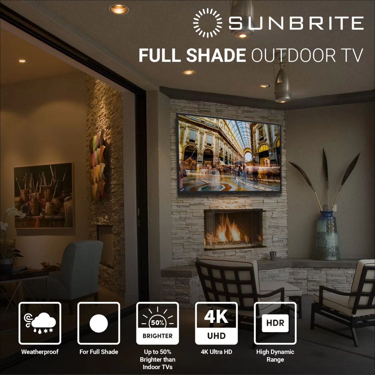 55-inch Full Shade Outdoor 4K Ultra HD HDR LED Weatherproof Television J96563