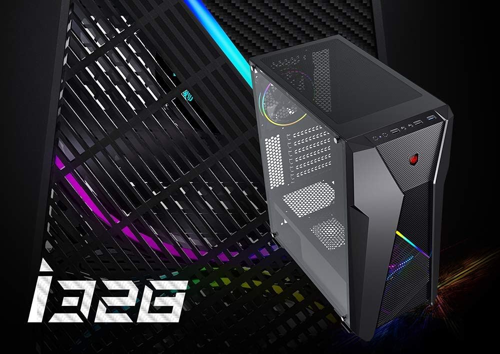 ATX Desktop Computer Case with ARGB LED Fans and Tempered Glass Side Panel Pack of 2 P2793