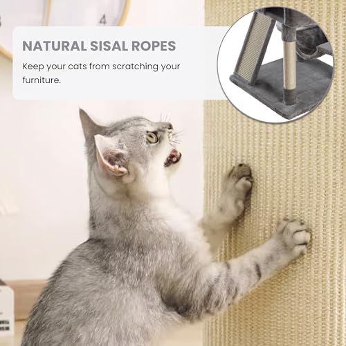 Grey Multi-Level Cat Tree with Scratching Posts X777710