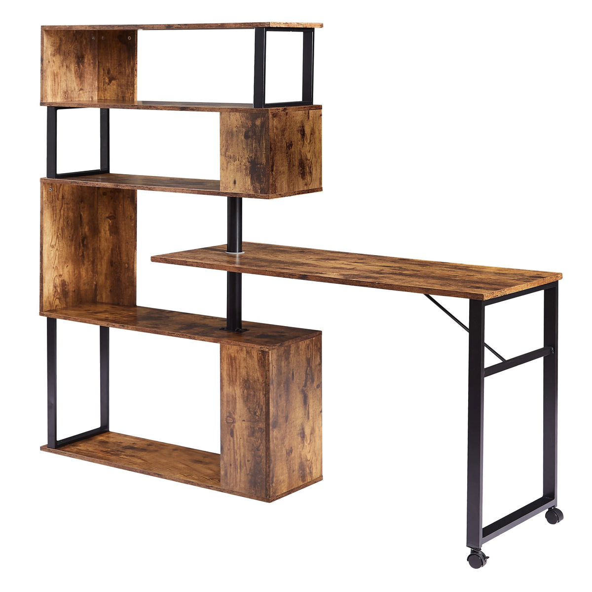 L-Shaped Corner Computer Desk with Bookshelf C453