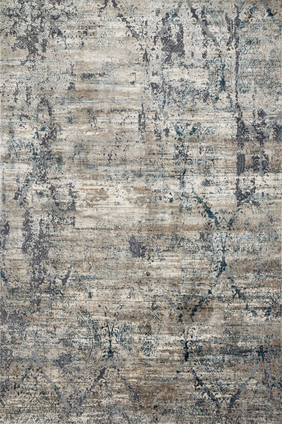 Taupe Blue Rug F158